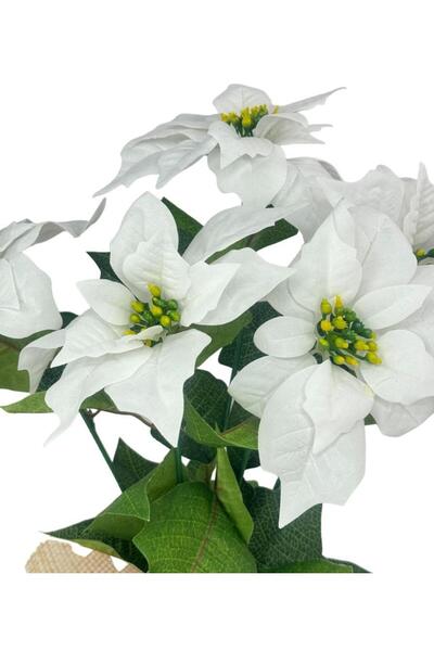 Nettenevime Yapay Çiçek Atatürk Çiçeği Keten Saksılı Yapay Bitki Salon Çiçeği BEYAZ