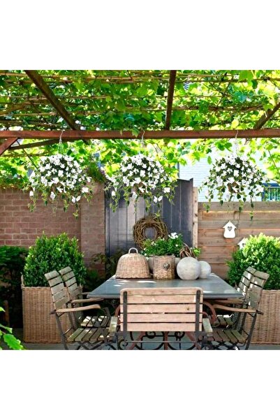 Nettenevime سلة زهور البندول الاصطناعية من بوغانفيليا بودروم باللون الأبيض