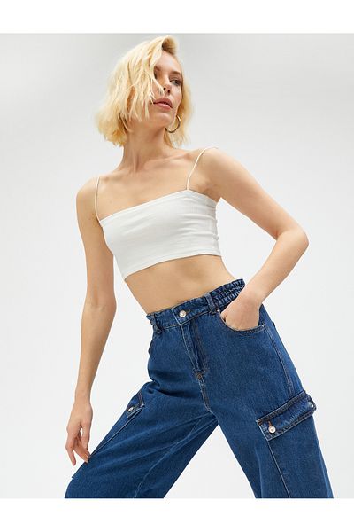 Koton Straight Leg Denim Cargo Pants