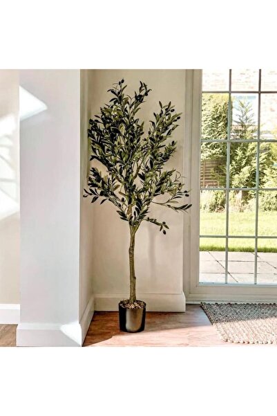 Nettenevime Yapay Zeytin Ağacı 160cm Tek Gövdeli Çalılı Doğal Gerçek Görünümlü Yapay Ağaç