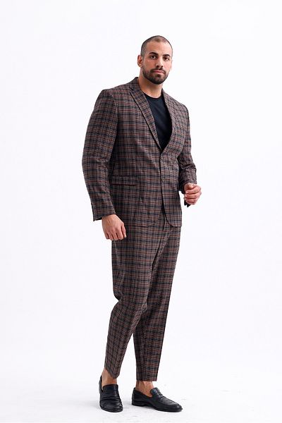 Koch London Men's Oversize Pants - Brown Plaid Pattern, Modern and Stylish Design