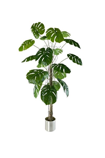 Nettenevime Yapay Ağaç Monstera 18 Dallı Çalılı Gövde 120x60cm Gümüş Aleminyum Saksıda