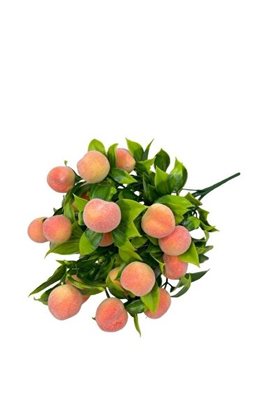 Nettenevime Set of 3 Artificial Peach Bunch Artificial Flower 30*20cm with Green Leaves
