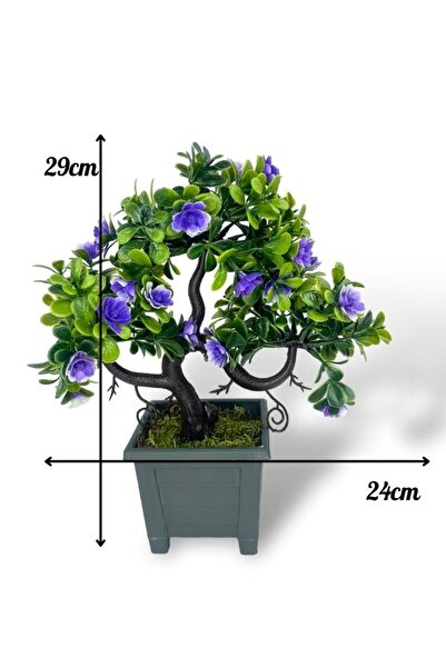 Nettenevime Artificial Flower Purple Flowering Bonsai Tree Decorative Artificial Tree Bonzai 29*24cm in Black Square Pot