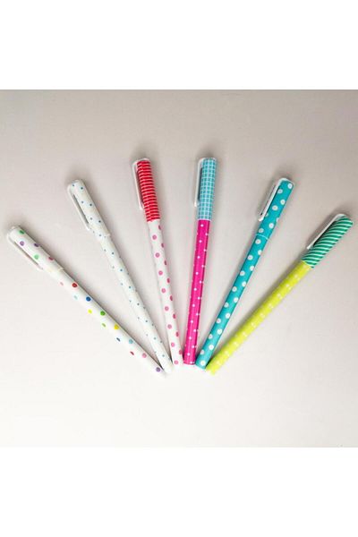 Nettenevime Polka Dot Colored Gel 6-Piece Gift Pen Set