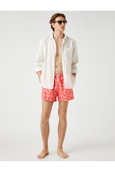 Koton Swimsuit Shorts Pineapple Printed Pockets Tied Waist