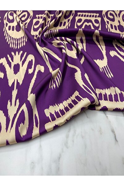 ipekkumaş قماش ساتان تيفيل بنمط إيكات أرجواني لصناعة الفساتين والقمصان، منتجن...