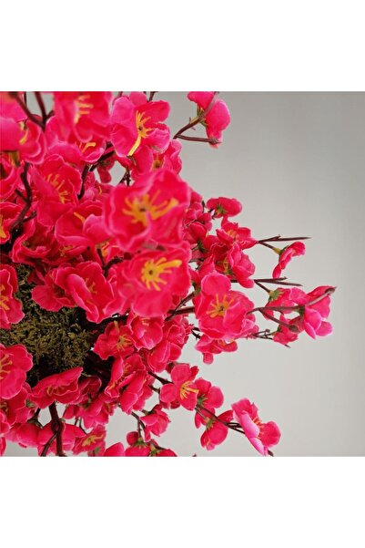 Nettenevime Yapay Ağaç Fuşya Bahar Dalı Japon Kiraz Çiçeği Beyaz Saksılı 90cm
