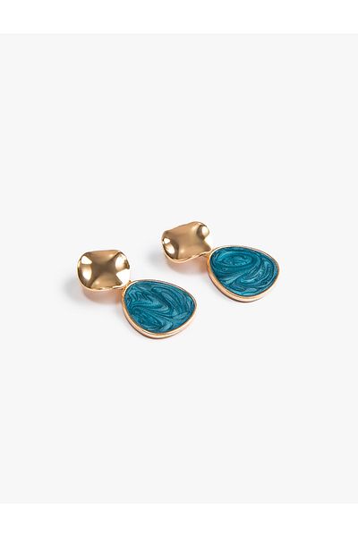 Koton Rhinestone Earrings Natural Texture
