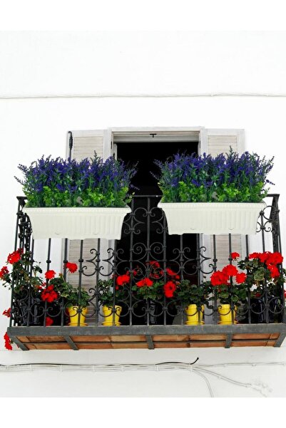 Nettenevime Yapay Çiçek Mor Lavanta Küpeşte Askılı Saksıda Balkon Çiçeği Çiçek Sepeti