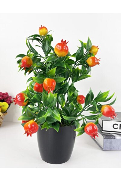 Nettenevime Yapay Çiçek Nar Ağacı Siyah Saksıda Nar 30cm