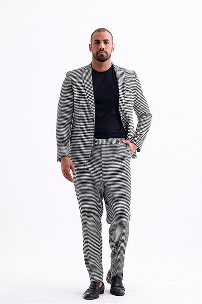 Koch London Men's Oversize Pants - Plaid Print, Modern and Stylish Design, Black-White