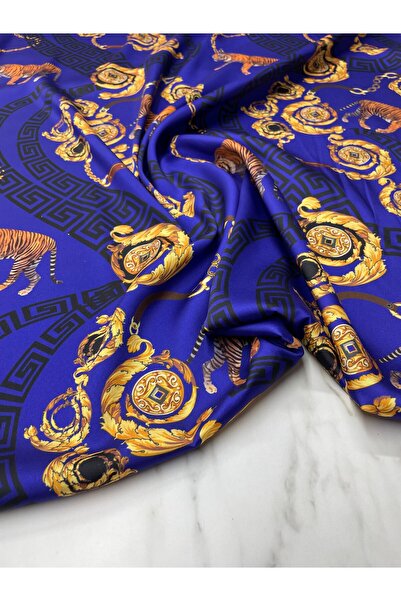 ipekkumaş Blue Tiger Pattern Dressing Shirt Holder Tivil Satin Fabric Produsul nostru este vândut în bucăți 1 bucată 1 metru