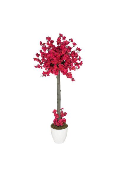 Nettenevime Yapay Ağaç Fuşya Bahar Dalı Japon Kiraz Çiçeği Beyaz Saksılı 90cm