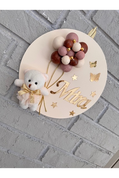 Neşeli Atölyem 26 cm Yuvarlak Bubble Ayıcıklı Bebek Kapı ve Duvar Süsü