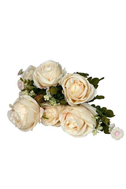 Nettenevime Yapay Çiçek Şakayık Gül 11 Dallı Büyük Demet 7dal Gül 4 Dal Cipso Soft Pembe