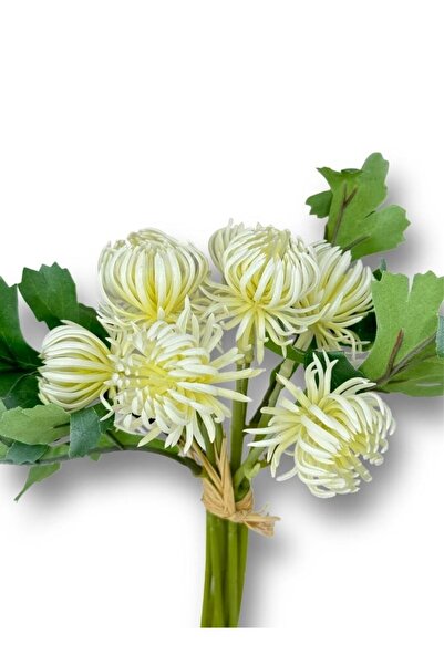 Nettenevime Yapay Çiçek Doğmamış Beyaz Krizantem Demeti 5 Dallı Gelin Çiçeği Ve Aranjman Aradal Çiçeği 24cm