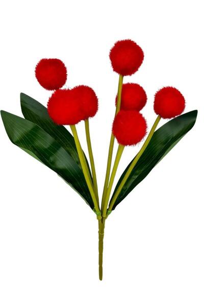 Nettenevime Yapay Çiçek Kırmızı Pompon Çiçeği Dekoratif Yapay Çiçek 30*20cm