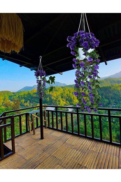 Nettenevime Yapay Çiçek Sarkan Menekşe Mor Begonvil Sarkaç Askılı Saksıda Balkon Çiçeği Çiçek Sepeti