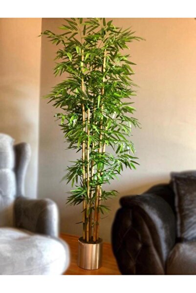 Nettenevime Yapay Bambu Ağacı 2 Metre Yoğun Yapraklı Galvaniz Saksılı