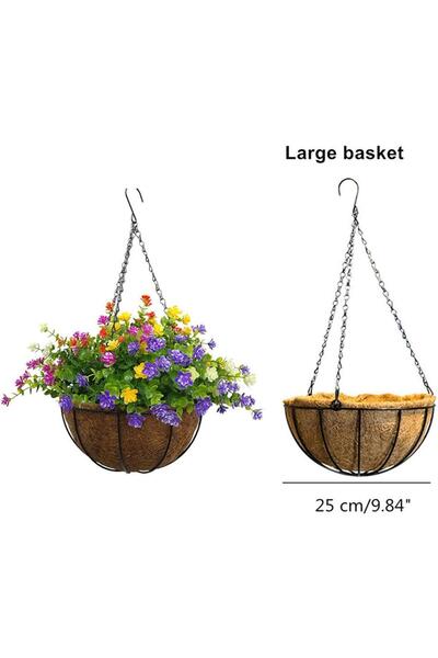 Nettenevime Yapay Çiçek Sarkaç Askılı Makreme Sepette Karışık Renkli Mineli Şimşir Yeşillik Çiçek Sepeti