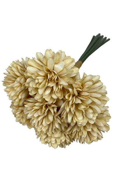 Nettenevime Artificial Flower Chrysanthemum Snowball Cappucino Color Color 7 Separate Single Branch Bunch