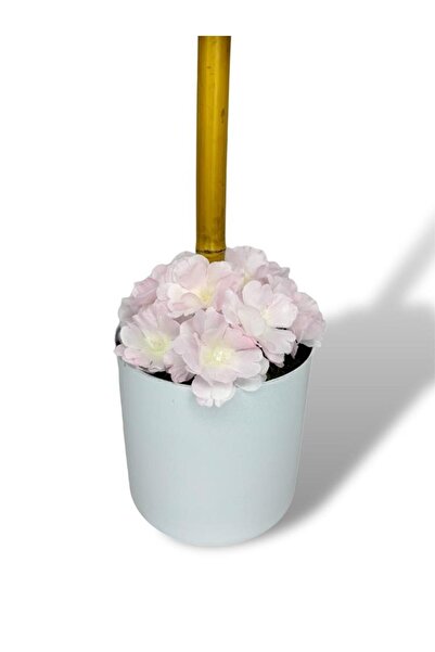 Nettenevime Yapay Çiçek Beyaz Metal Saksıda Bahardalı Japon Kiraz Çiçeği Ağacı 45*15cm