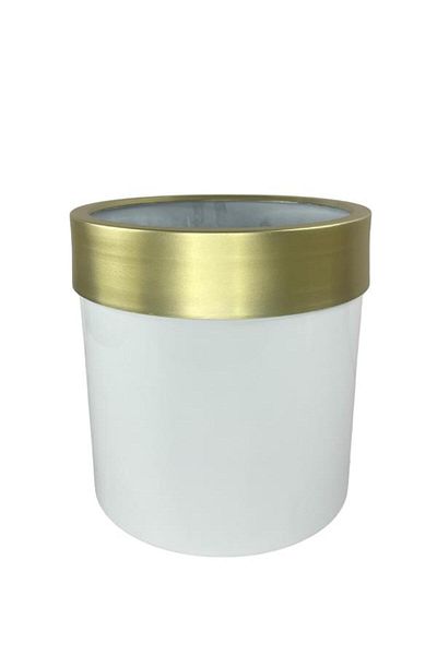 Nettenevime White Vase - Stainless Aluminum Material with Gold Belt, 26*24