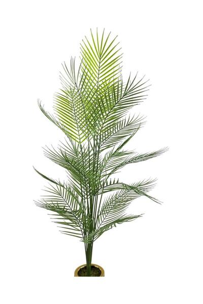 Nettenevime Yapay Ağaç Areka Ağacı Salon Bitkisi Siyah Gold Metal Vazoda 130 Cm 12 Yaprak