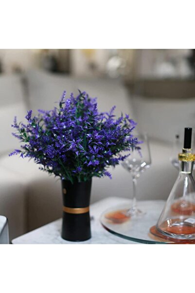 Nettenevime 6lı Set Yapay Çiçek Mor Lavanta 7 Dallı Plastik Dekoratif Yapay Bitki