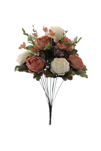 Nettenevime Yapay Çiçek Somon Krem 7 Kafalı Erengül Demeti Büyük Boy