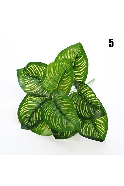 Nettenevime Yapay Çiçek Demet Difenbahya Sarı Çizgili 12dal 55cm Salon Çiçeği Yapay Bitki