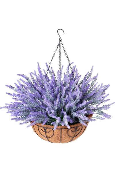 Nettenevime Yapay Çiçek Sarkaç Askılı Makreme Sepette Mor Pudralı Lavanta Çiç...