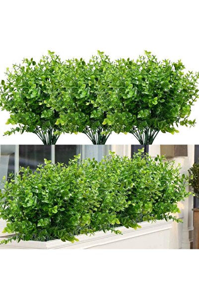 Nettenevime 10lu Set Yapay Çiçek Şimşir Demet Garnitür Yeşil Aradal Dekoratif Yapay Bitki