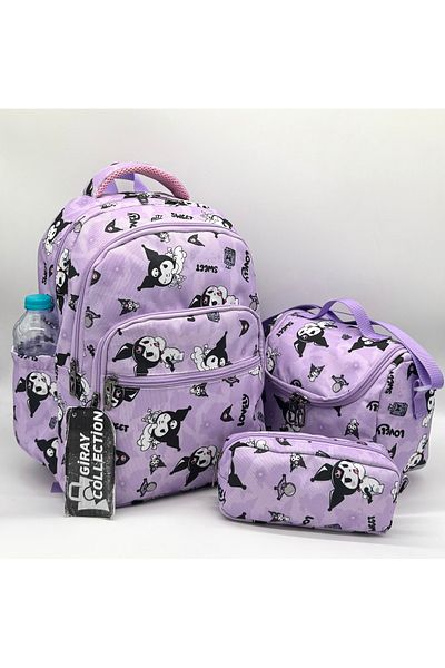 MegiHero Orthopedic Girl's First School Bag - Character Pattern, Lilac