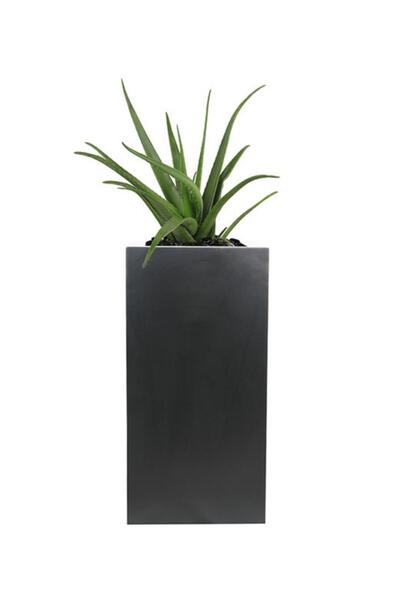 Nettenevime Fiber Saksı Antrasit Dik Dörtgen Vazo Dekoratif Saksı Fiberglas 25*25*50cm