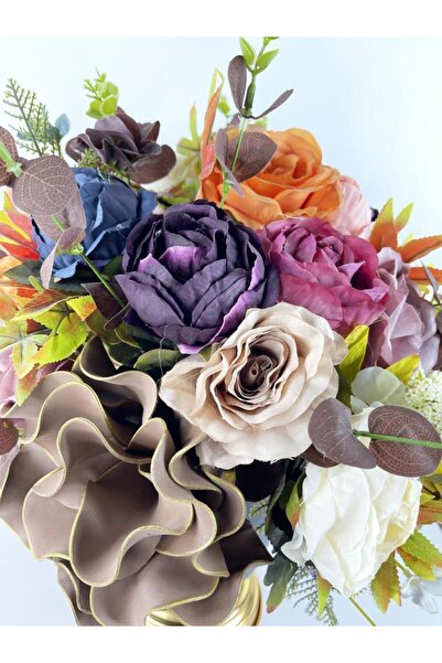 Nettenevime Yapay Çiçek Aranjmanı Siyah Gold Vazolu Nişan Çiçeği Isteme Çiçeği Masa Üstü Çiçeği Arajman 45996