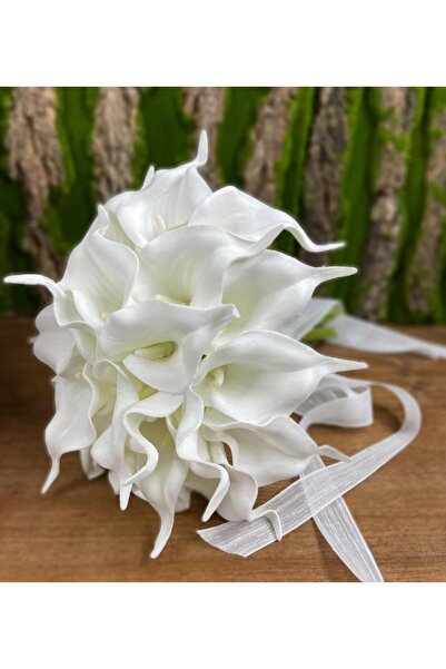 Nettenevime Gelin Çiçeği Yapay Çiçek Beyaz Islak Gala Gelin Buketi 24 Çiçekli