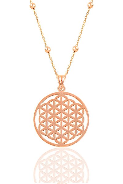 Söğütlü Silver Gümüş Altın Yaldızlı Top Top Zincirli Yaşam Çiçeği Kolye