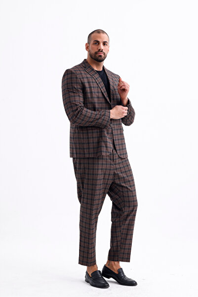 Koch London Men's Oversize Pants - Brown Plaid Pattern, Modern and Stylish Design