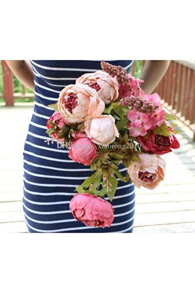 Nettenevime Yapay Çiçek Marsilya Gülü Şakayık Erengül Büyük Boy Demet Fuşya