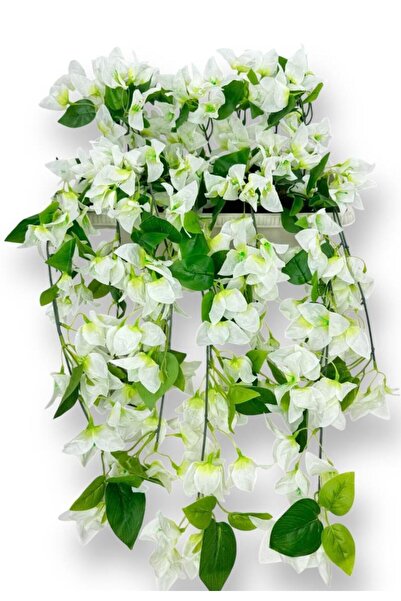 Nettenevime Yapay Çiçek Beyaz Begonvil Küpeşte Askılı Saksıda Balkon Çiçeği Ç...