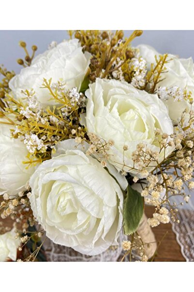 Nettenevime Bridal Flower Artificial Flower Cream Peony and Dry Cipso Lu Bridal Bouquet