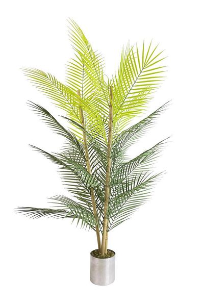 Nettenevime Τεχνητό λουλούδι Areka Tree Palm Tree Bamboo Handle Black Flower Σαλόνι σε γλάστρα 27 Φύλλα 115 εκ.