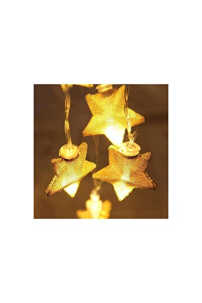 Nettenevime Yıldız Led Işık Ip Tipi Dekoratif Örgü Tel Gold Renk 10lu 200cm