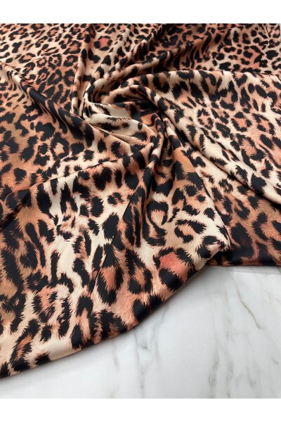 ipekkumaş Leopar Desen Elbiselik Gömleklik Tivil Saten Kumaş Ürünümüz Adet Ol...