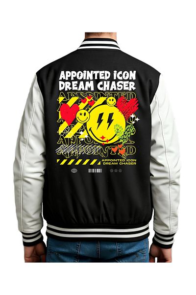 Edizen Dream Chaser 2025 Unisex Oversize Μαύρο Κολλεγιακό Μπουφάν - 100% Βαμβάκι