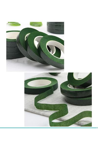 Dünya Magnet 40 Meters Flower Tape Green Color Artificial Flower Latex Foam Flower Stem Wrap Green Tape