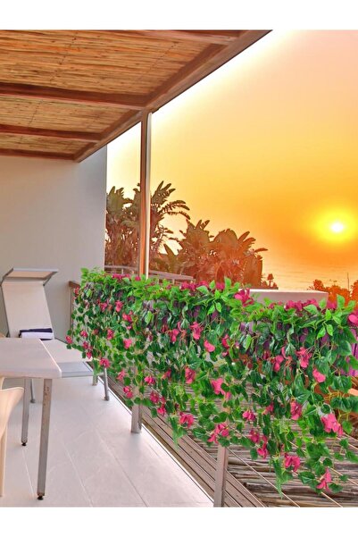 Nettenevime Yapay Çiçek Fuşya Begonvil li Mor Çit Balkon Saksısı 55*35cm 70cm Sarkar
