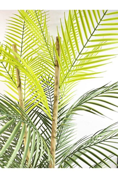 Nettenevime Τεχνητό λουλούδι Areka Tree Palm Tree Bamboo Handle Black Flower Σαλόνι σε γλάστρα 27 Φύλλα 115 εκ.